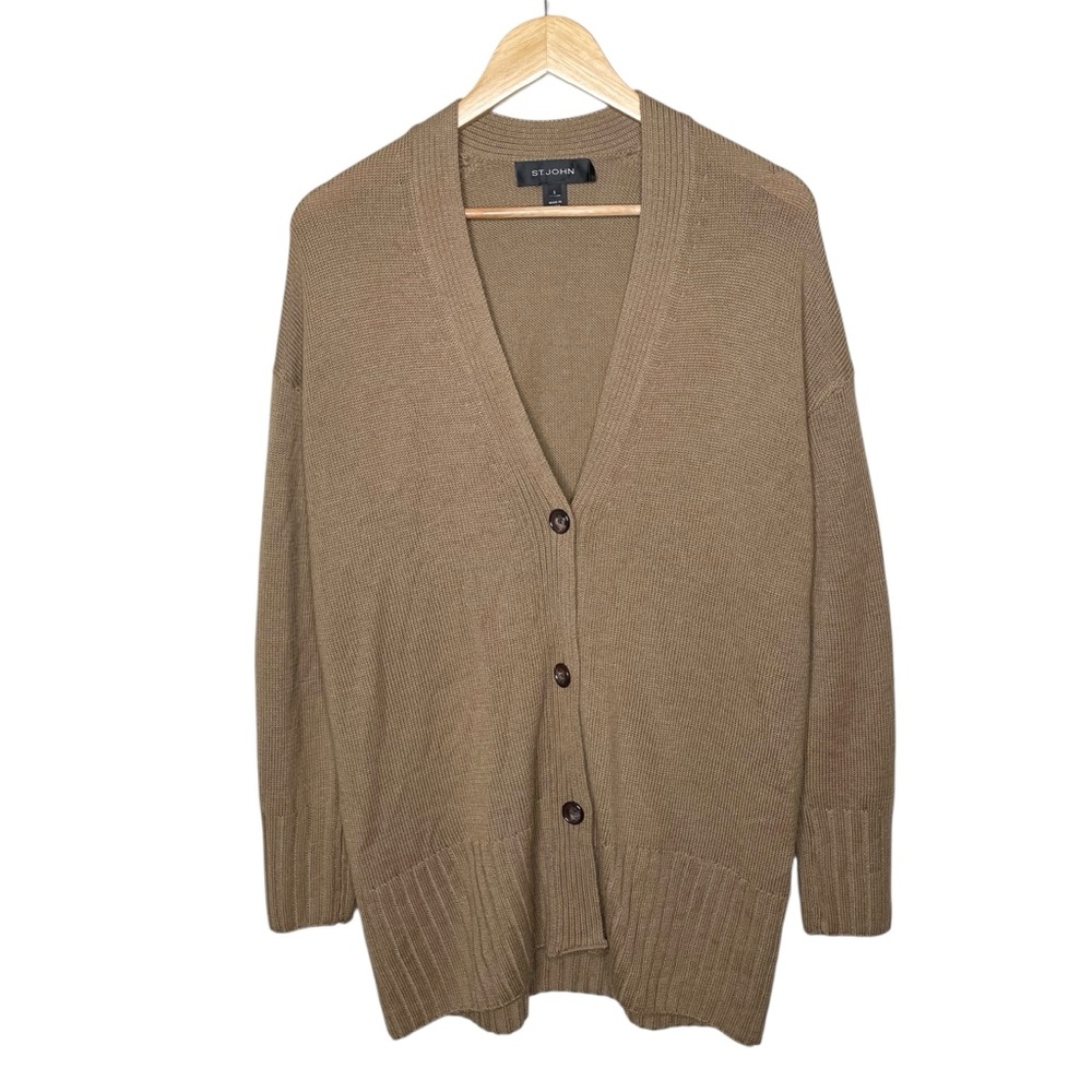 St. John V-Neck Wool Blend Button Granny Cardigan Sweater - Picture 3 of 11